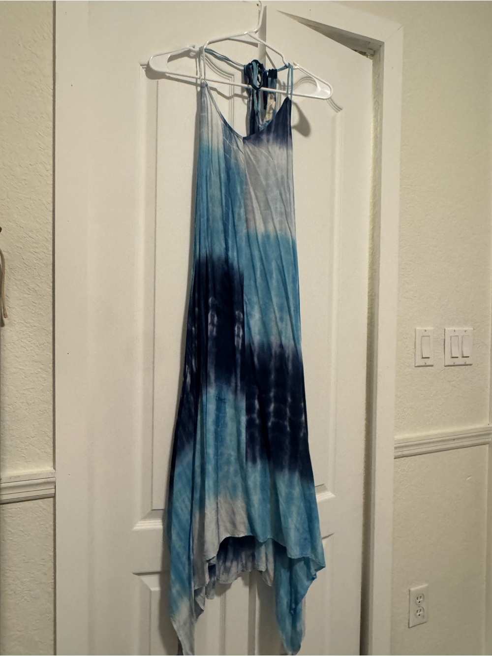 lovestitch Blue Tie-Dye Asymmetrical Maxi Dress